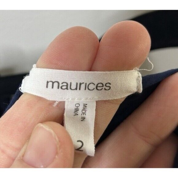 Maurice Navy Ruffle Eilet Lace Embroidered Off Shoulder Blouse Boho Size 2 - Picture 10 of 10